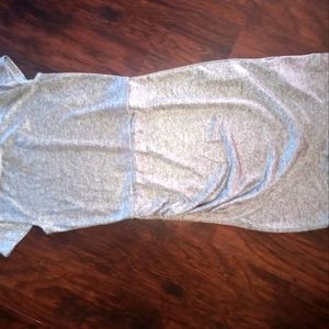 Chrome color evening dress with a mid thigh side split